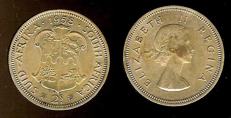 AFRIQUE DU SUD 2  Shillings 1958 TTB+ à SUP
